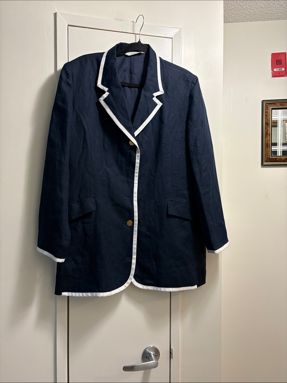 Laura Ashley Navy Blazer with White Trim - Women's Jacket
